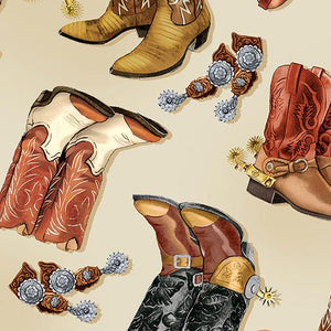 Benartex Cowboy Boots Ecru Yellowstone 108" 14484W07B
