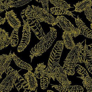 Benartex Gilded Feathers Black Gold 14034M98B