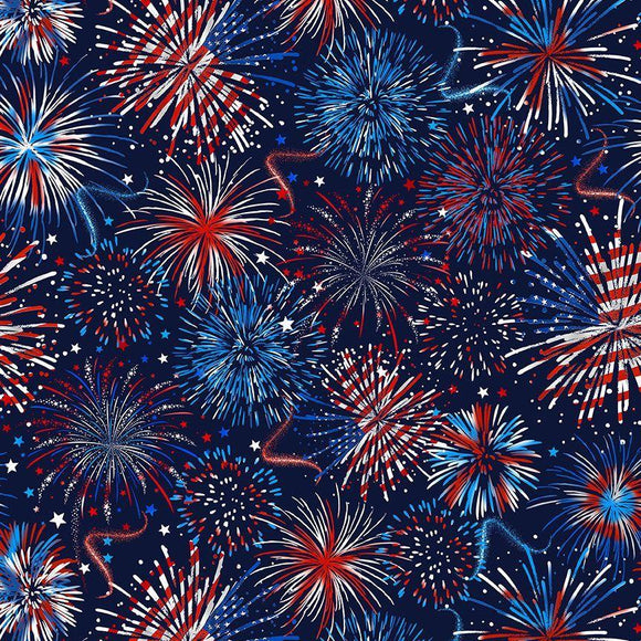 Timeless Treasures USA Flag Fireworks USA GAIL-CD2222