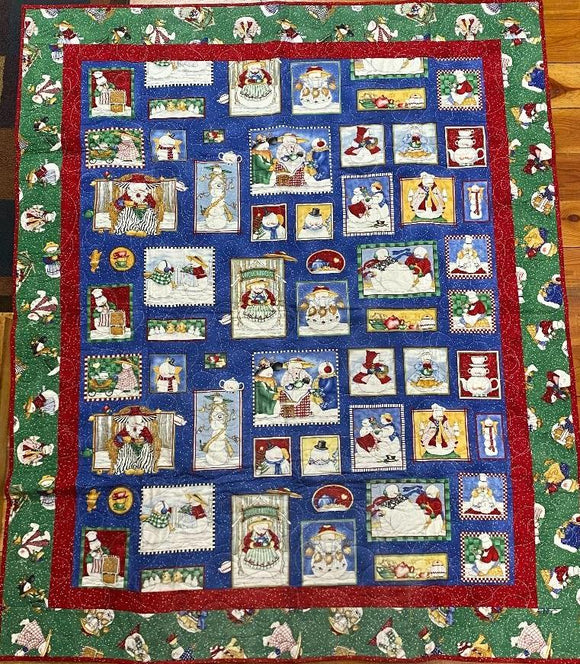 Antique Christmas Blocks Finished Quilt 53.5 X 64