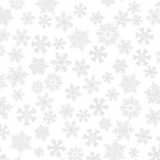 Benartex Holiday Snow Winter Snowflakes White 14244-09