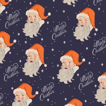 Cotton and Steel Rifle Paper Co. Holiday Classics Santa Navy Metallic RP612-NA1M