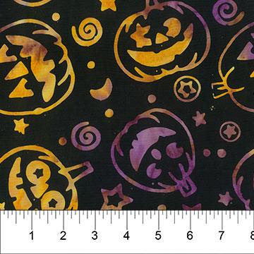 Northcott Fabrics Midnight Magic Batik Jack O Lanterns Black 83000-99