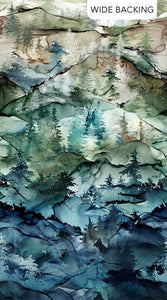 Northcott Fabrics Northern Peaks Forest Ombre 108" Blue Multi B25166-46