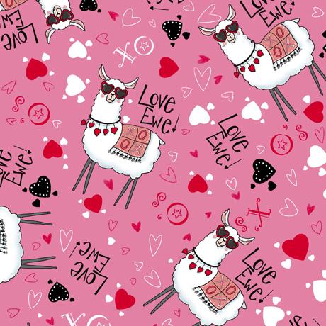 QT Fabrics Love Ewe Toss Pink 1649 28553 P