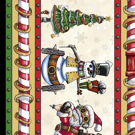 QT Fabrics Steampunk Christmas Stripe 1649-28901-E