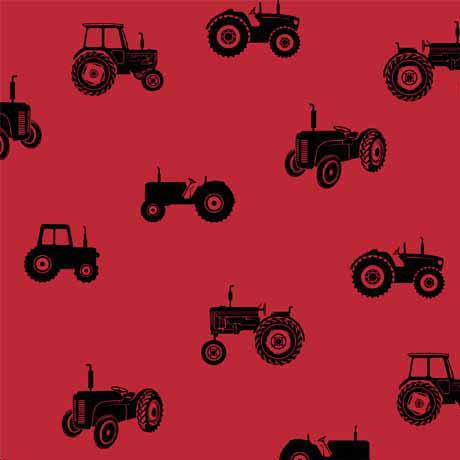 QT Fabrics Tractors Red 2X Brush Poly Knit 29377-R