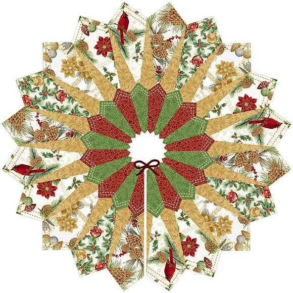 Hoffman Fabrics Quilted Fox Design Tree Skirt Kit Natural  QFDTS-20 NATURAL