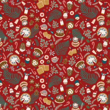 RJR Fabrics Merry Memories Christmas Feast Deep Red YX102-DR2