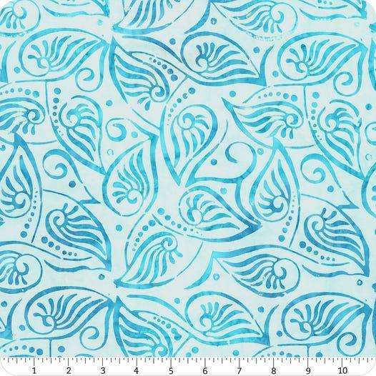 Anthology Fabrics Flower Ship Aqua Spotted Leaves 2077Q X AQUA