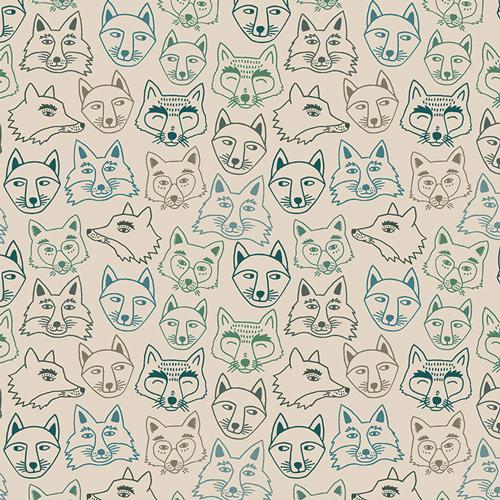 Art Gallery Fabric Timberline Hello Fox Sycamore Flannel F58203a