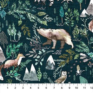 Figo Fabrics Forest Fable Woodland Navy Multi DP90346 49
