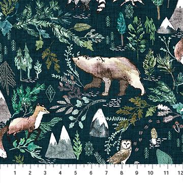 Figo Fabrics Forest Fable Woodland Navy Multi DP90346 49