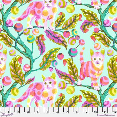 Free Spirit Tabby Road Deja Vu  Tula Pink Disco Kitty Technomint PWTP092.Technomint