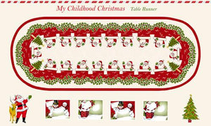 Henry Glass My Childhood Christmas Table Runner Panel 1410O 86 #21C