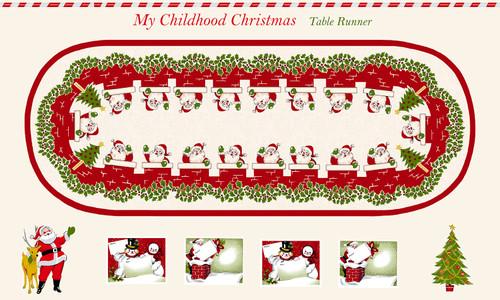 Henry Glass My Childhood Christmas Table Runner Panel 1410O 86 #21C