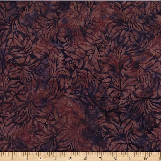 Hoffman Fabrics Bali Batik Floral Stems Walnut V2557-180