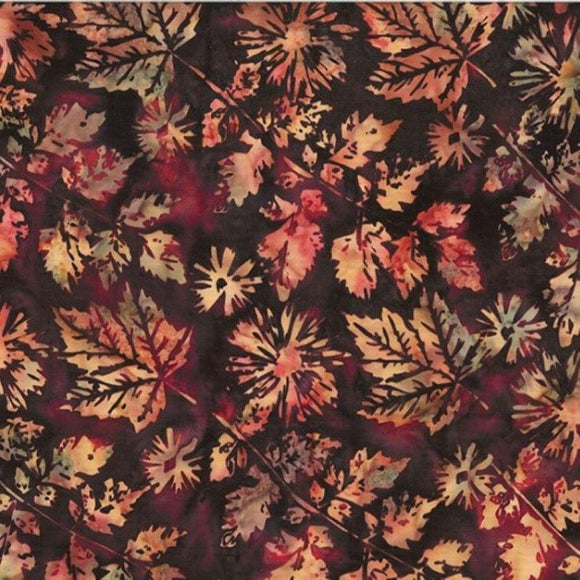 Hoffman Fabrics Bali Batik Veined Leaves Lava V2547-347