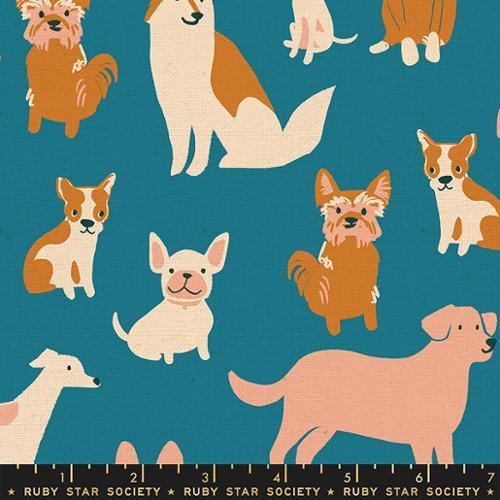 Ruby Star Society Dog Park Dog Medley Canvas Linen Chambray RS2101 21L