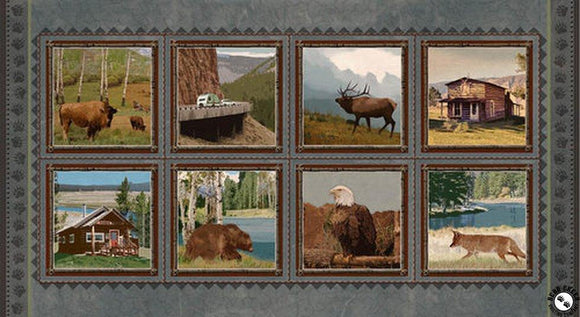 Henry Glass Yellowstone Block Panel   9489-93 #108WL