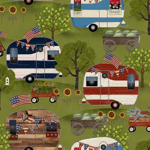Foust Textiles 3 Wished Patriotic Summer Campers 17348 CAMPERS