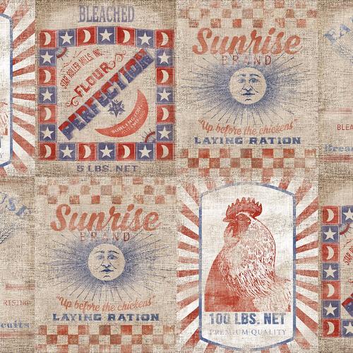 Foust Textiles 3 Wishes Patriotic Summer Flour Sacks 17351 TAN