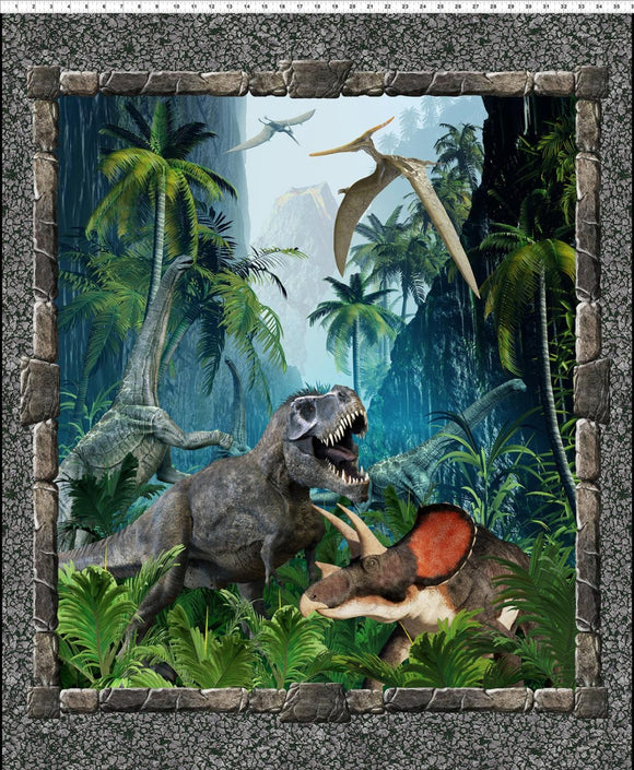 In The Beginning Fabrics Jurassic Dinosaur Large Panel 1JUR-1 #99K