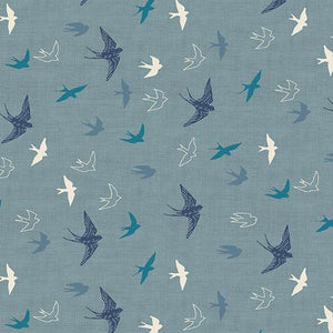 Andover Fabrics Makower UK Hedgerow Swallows Blue TP-2421-B