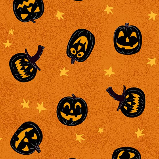 Andover Fabrics Midnight Haunt Jack-O-Lantern Pumpkin A-9782-O