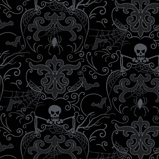 Andover Fabrics Midnight Haunt Spooky Damask Night A-9781-K