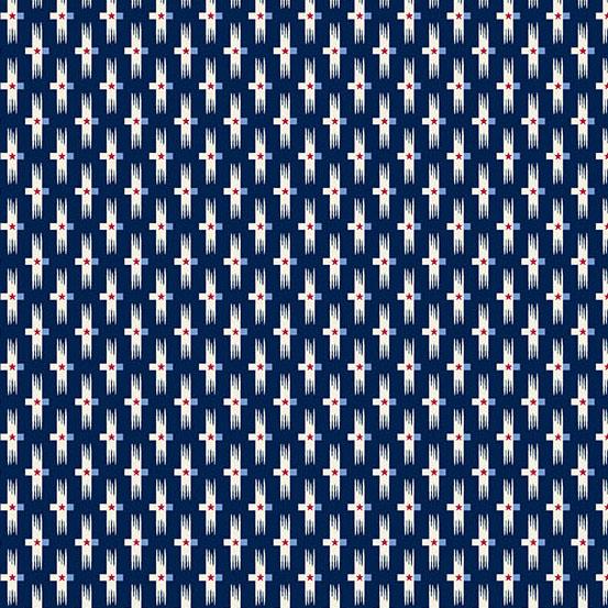 Andover Fabrics Star Spangled Backgammon Stars Blue A-9939-B