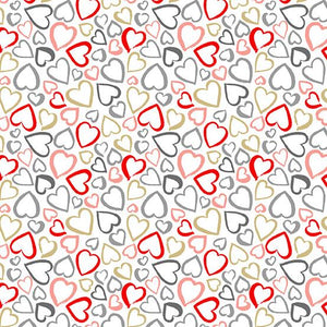 Andover Fabrics Pamper White Hearts  TP-2315-W