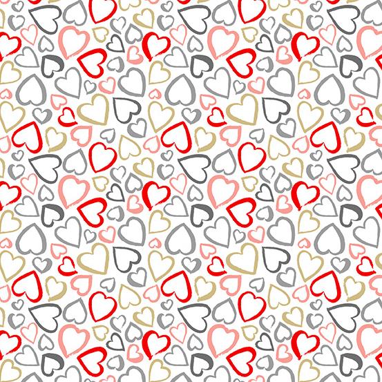 Andover Fabrics Pamper White Hearts  TP-2315-W