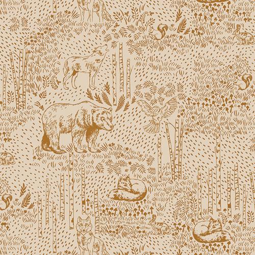 Art Gallery Fabrics Woodland Keeper Awake Forest Acorn Flannel F79514a