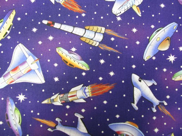 Avyln Fabrics Space Ranger Spaceships-Navy 2700-427