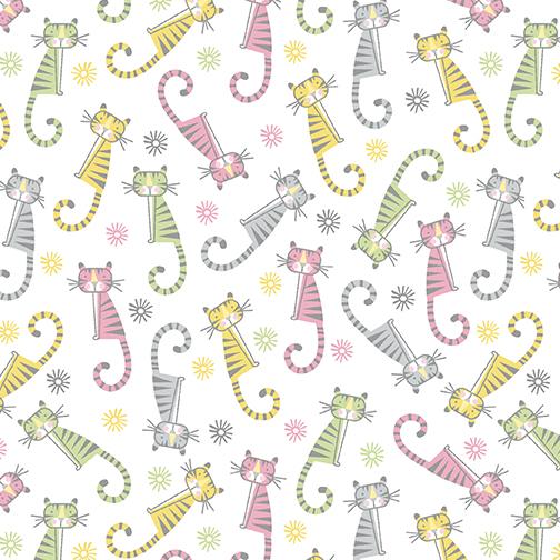 Benartex Adorable Alphabet Adorable Tigers Pink White 1302421