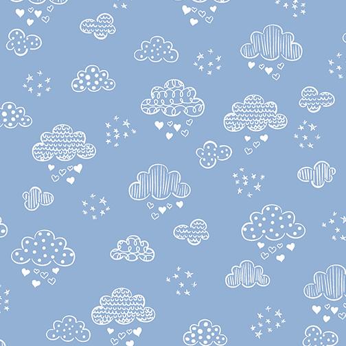 Benartex Dreamy Clouds Medium Blue Flannel 12494F-50