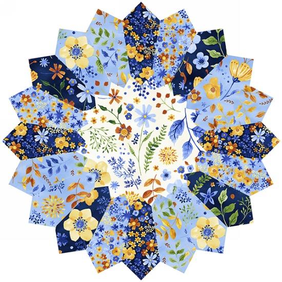 Bountiful and Blue Dresden Placemat Kit Quilted Fox Design QFDPBB-7