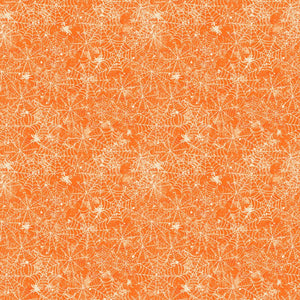 Clothworks All Hallows Eve Spider Web Orange Y3822-36