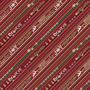 Clothworks Better Not Pout Christmas Stripe Dark Red Y3785-83