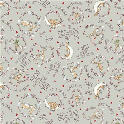 Clothworks Guess How Much I Love You Words Light Taupe Y3685-61