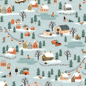 Cotton and Steel Rifle Paper Co. Holiday Classics Holiday Village Mint RP603-MI1