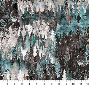 Figo Fabrics Forest Fable Trees Teal  Multi DP90347 65