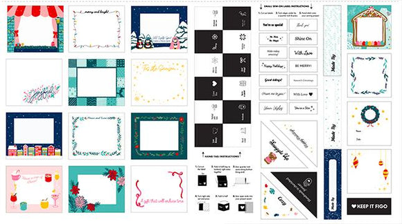 Figo Fabrics Holiday Quilt Labels Panel 90665-10 #48C