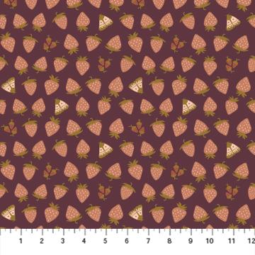 Figo Fabrics Martha Strawberries Eggplant 90461-28
