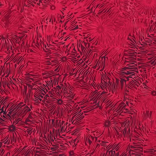 Hoffman Fabrics Bali Batik Floral Leaf Red Velvet  S2323-568