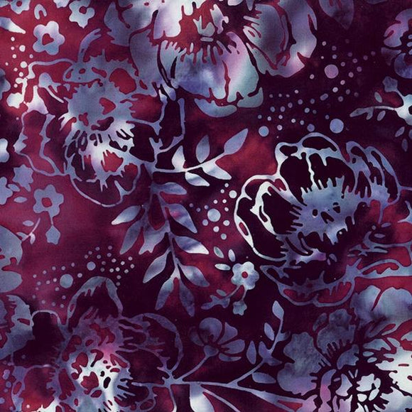 Hoffman Fabrics Bali Batik Peony Merlot  S2363-394