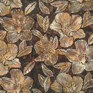 Hoffman Fabrics Bali Batik Striped Flower Chestnut  S2312-51