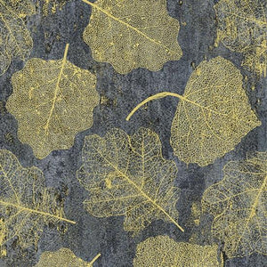 Hoffman Fabrics Harvest Homecoming Slate/ Gold R7689-92G