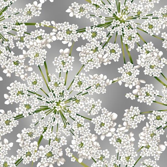 Hoffman Fabrics Winter Blooms Gray/ Silver R7676-48S
